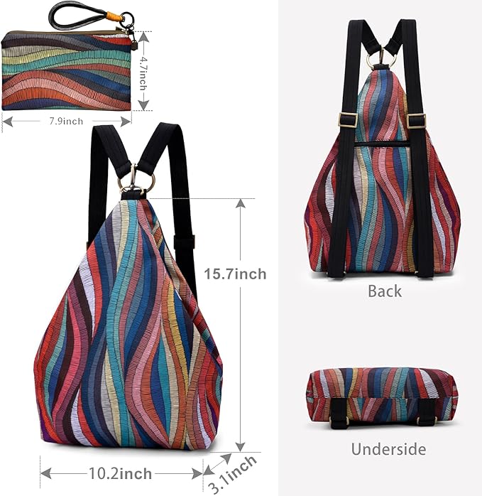 Black Butterfly Premium Backpack for Women, Bohemia Style Fashion Casual Daypack Backpack, Small Backpack Purse (0050-multicolor Plus)