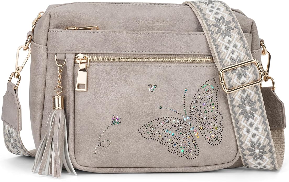 Crossbody Bags for Women Trendy Leather Crossbody Purse Shoulder Handbags Butterfly Design