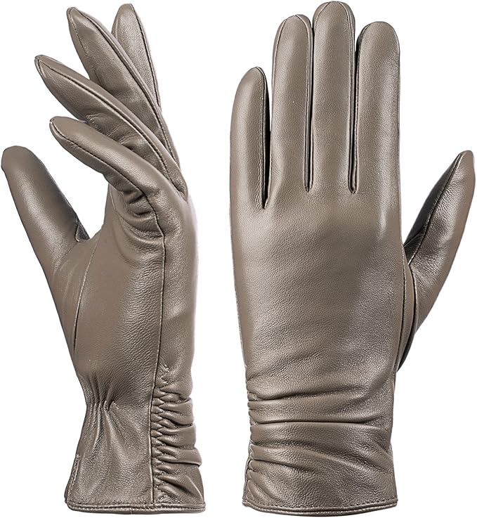 Dsane Womens Winter Leather Touchscreen Texting Warm Driving Lambskin Pure Genuine leather Gloves