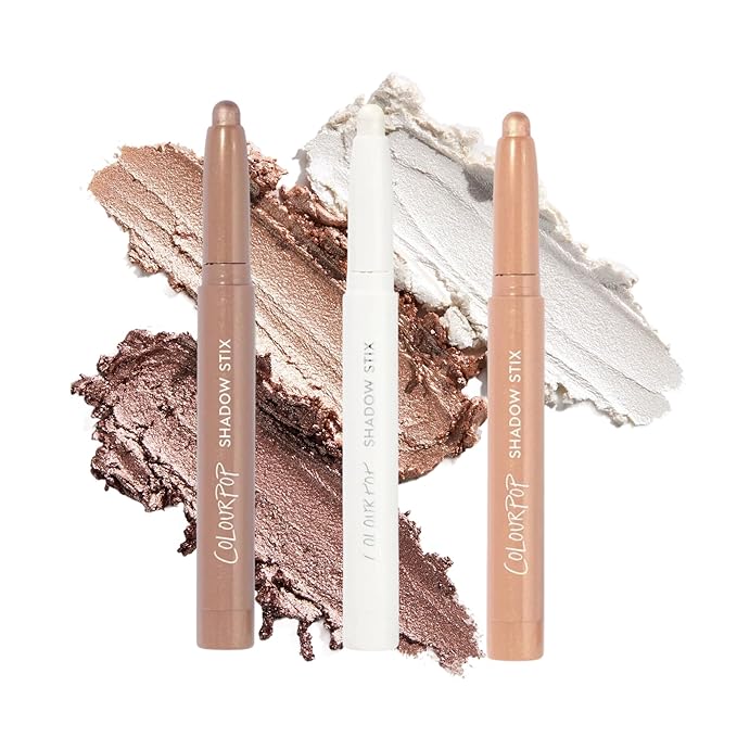 ColourPop Metallic Neutrals Shadow Stix Makeup Kit - Shimmer Eyeshadow Make Up Set - Vegan & Cruelty-Free Cream Eyeshadow Sticks with High-Pigment & Metallic Finishes (3 Count)