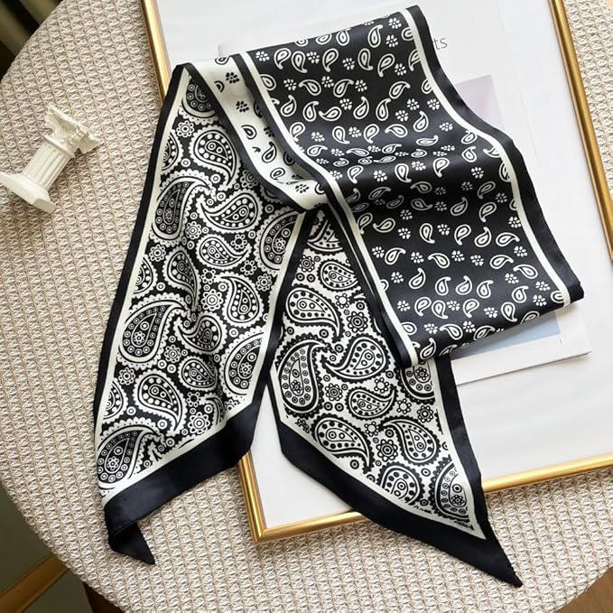 Silk Head Scarf for Hair Fashion Headwrap for Women Lightweight Neck Tie