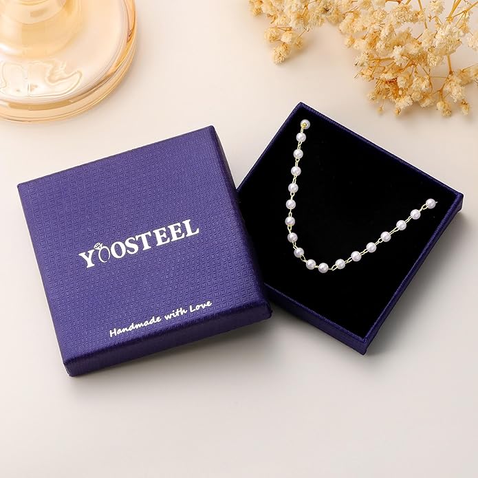 Yoosteel Pearl Necklace for Women - 14K Gold Plated Pearl Pendant Necklaces Minimalist Women Pearls Layered Necklace Dainty Trendy Bridal Bridesmaid Wedding Gifts for Her