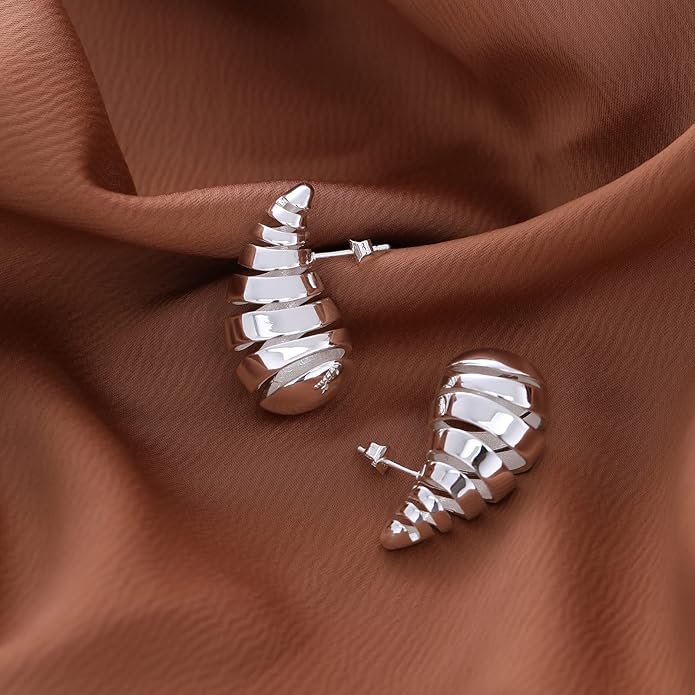 Apsvo Chunky 14K Gold Plated Hoop Earrings for Women, Lightweight Waterdrop Hollow Open Hoops, Hypoallergenic Dupes Earrings