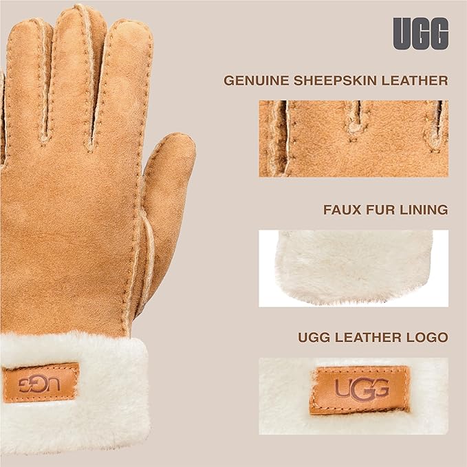UGG womens Turn Cuff Water Resistant Sheepskin Gloves