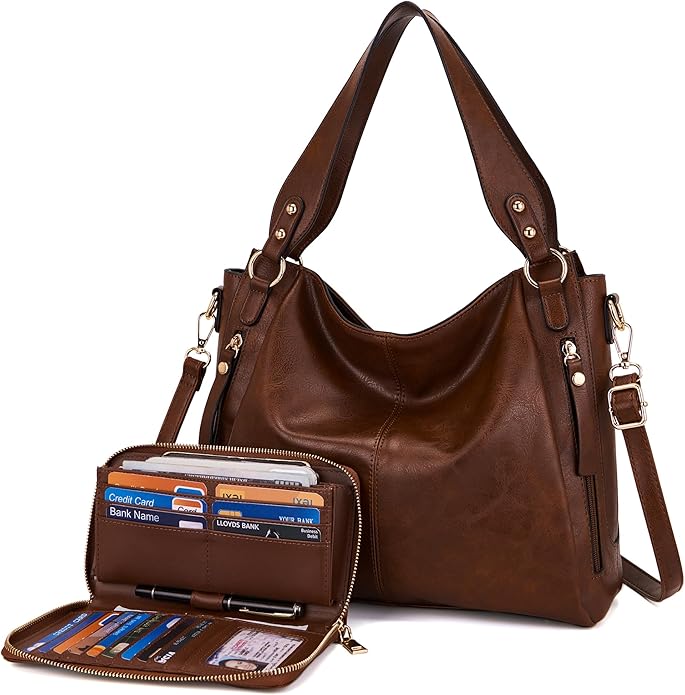 Women's Hobo Handbags Crossbody Bags Ladies Tote Shoulder Bags Purses and Wallet Set 2pcs