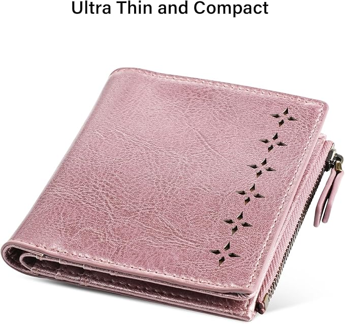 Lavemi Ultra Thin Small Compact Leather Womens Girls Wallets RFID Blocking Credit Card Holder for Women