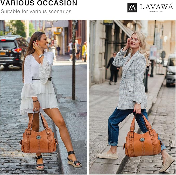 Tote Bag for Women Large Western Purse Ladies Top Handle Shoulder Handbags Vintage Embossed Concho Studs