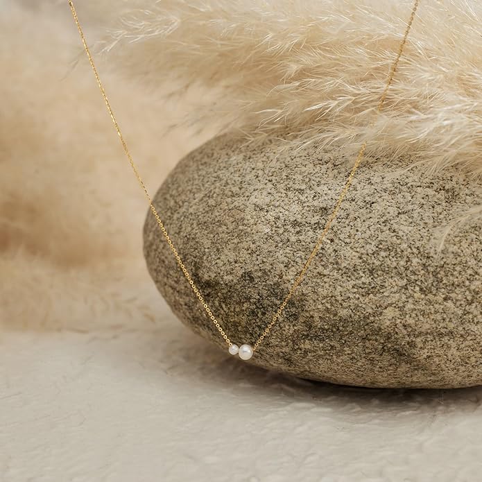 Gold Pearl Necklaces for Women Trendy 14k Gold Plated Dainty Necklace Simple Pearl Drop Single Charm Pendant Necklace Women's Jewelry Best Friend Birthday Gifts Gold Jewelry for Women