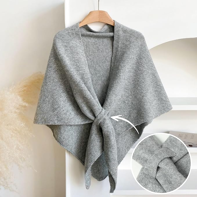 RIIQIICHY Shawl Wrap Women Pashmina Triangle Cape Knit Sweater Scarf for Fall Winter Fashion Accessory