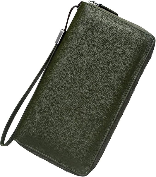 Bveyzi Women RFID Blocking Wallet Leather Zip Around Phone Clutch Large Capacity Ladies Travel Purse Wristlet | RFID Blocking, Zip Around, Large Capacity