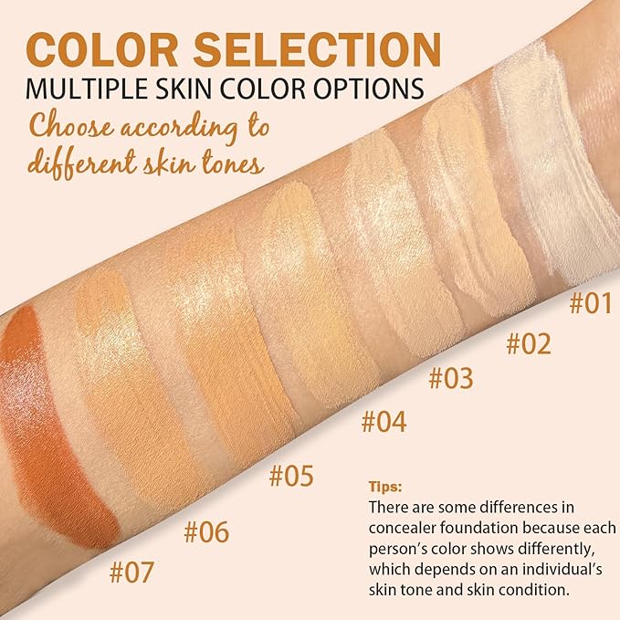 Concealer Foundation Stick, 2-in-1 Long-Lasting Foundation and Concealer with Brush, Creamy Full Coverage for Dark Circles & Blemishes, Hydrating Olive & Camellia, 2.09 Oz (07#)