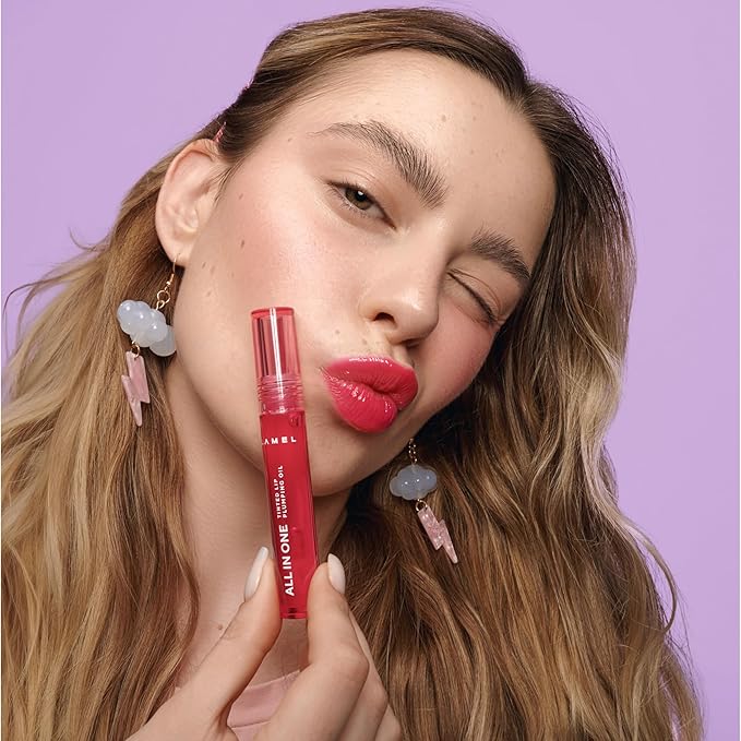 Lamel All-in-One Lip Oil - Lightweight, Tinted, Plumping, Hydrating Lip Gloss - Lip Balm for Day & Night Use, Long-Lasting Lip Stain, Lip Glow Oil, No-Sticky Gloss, Lip Plumper Tint - Peachy №401