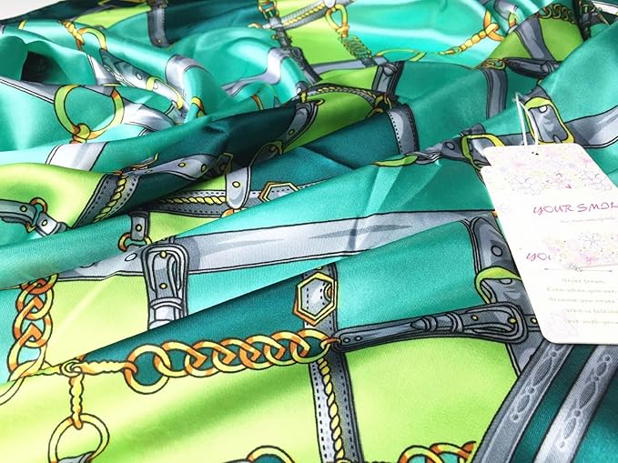 YOUR SMILE Silk Like Scarf Women's Fashion Pattern Large Square Satin Headscarf Headdress