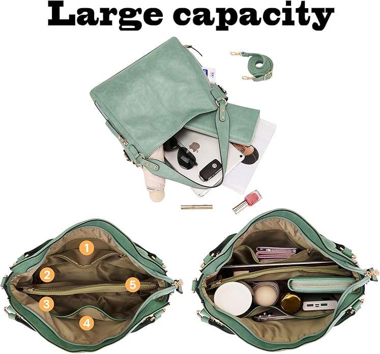 Women's Hobo Handbags Crossbody Bags Ladies Tote Shoulder Bags Purses and Wallet Set 2pcs