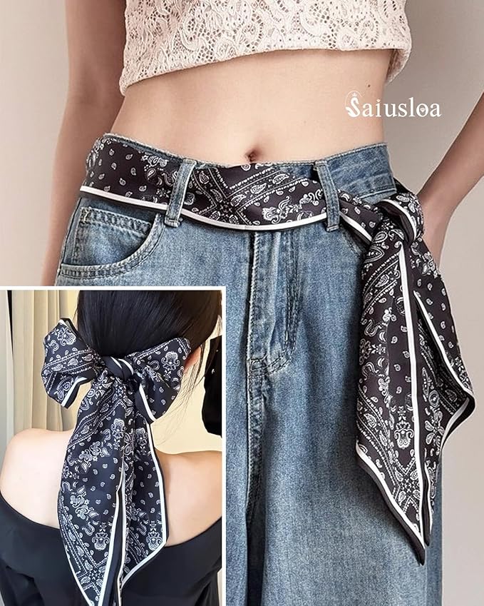 Purse Scarf For Handbags Head Scarves For Women's Hair Bags Scarfs Long Skinny Scarves Fashion Silky