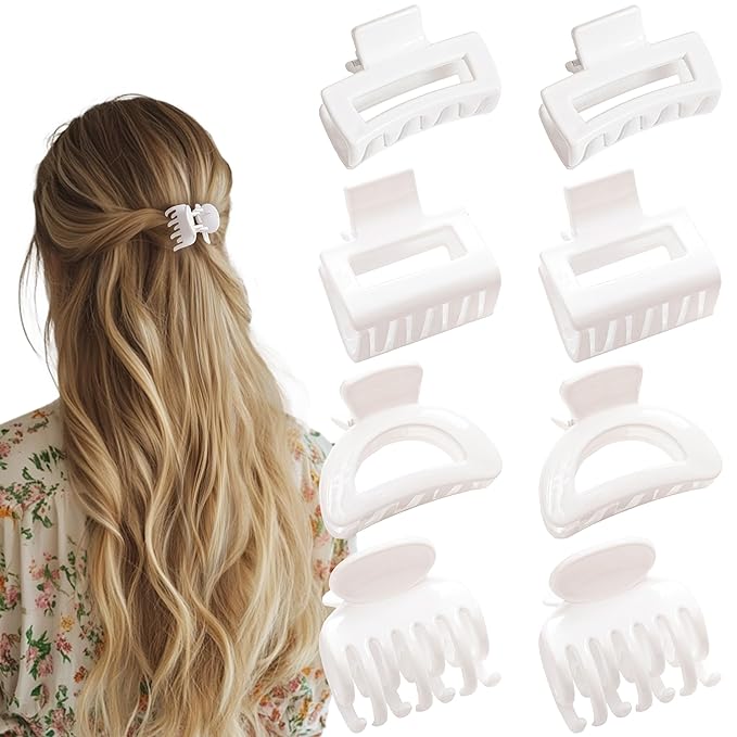 Small Hair Clips for Women Girls, 8 PCS 1.6 Inch Hair Claw Clips for Thin/Medium Thick Hair 4 Style Matte Hair Jaw Clips Non-Slip Tiny Hair Accessories