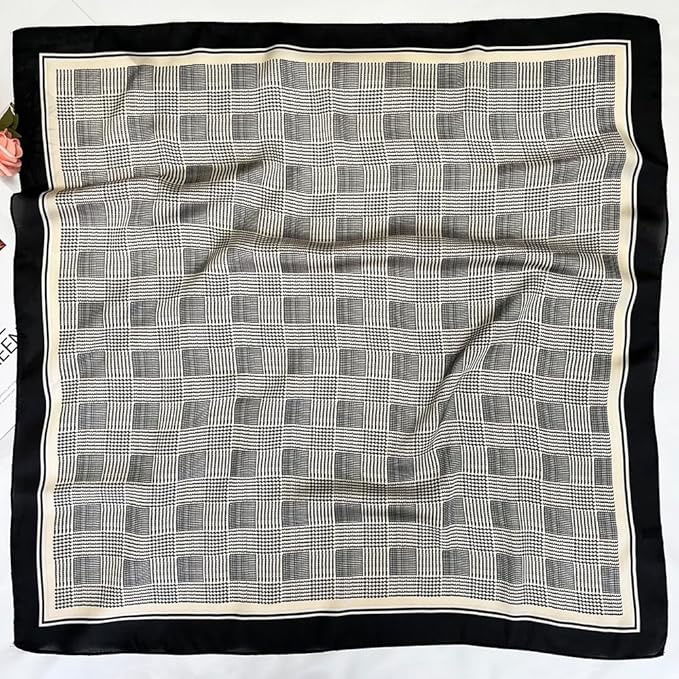 FONYVE Silk Feeling Scarf Medium Square Satin Head Scarf for Women 27.5 × 27.5 inches