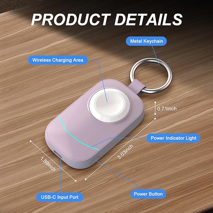 Portable Travel Charger for Apple Watch Ultra 3 -zikker 2500mAh Wireless Charger for iwatch Series 11/10/9/8/7/6/5/4/3/2/SE 3/SE 2/UItra/UItra 2 Purple