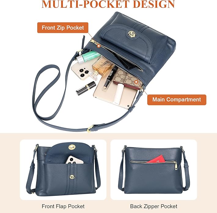 Over Earth Genuine Leather Crossbody Bags for Women Trendy Purses and Ladies Shoulder Handbags