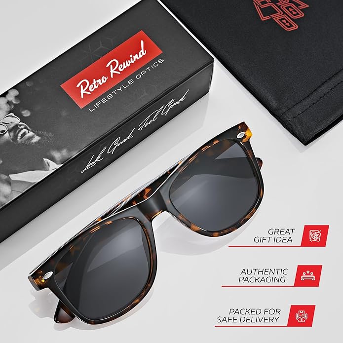 Retro Rewind Polarized Sunglasses for Men and Women - UV Protection Classic Sun Glasses