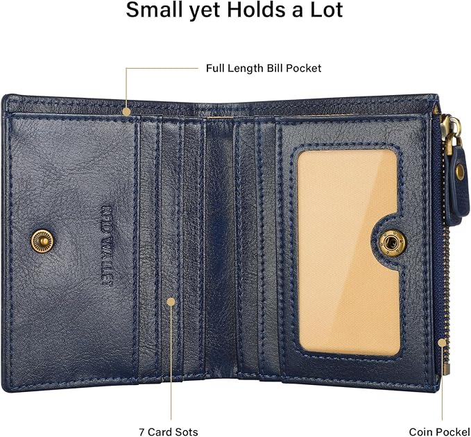 Lavemi Ultra Thin Small Compact Leather Womens Girls Wallets RFID Blocking Credit Card Holder for Women