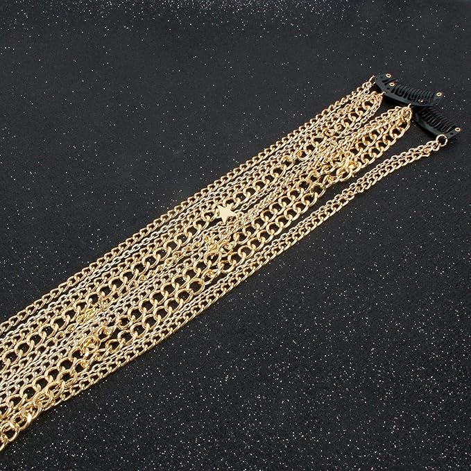 2PCS Dreadlocks pearl Tassel Ponytail Multi-Strand Hair Chain Prom Party Concave styling hair accessories hair extension chain with clip for girls and women (gold)