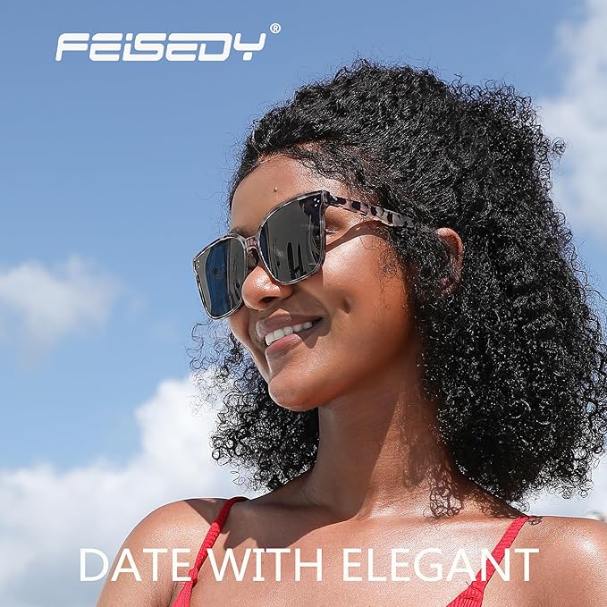 FEISEDY Oversized Polarized Sunglasses - UV400 Protection, Square Fashion Sun Glasses for Outdoor & Daily B2600