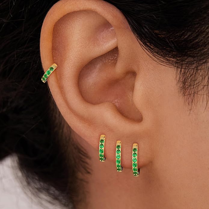 Small Gold Huggie Hoop Earrings Set for Women Men Hypoallergenic 14K Plated Stack Cartilage Earrings, Multiple Piercing Lightweight Mini Thin Cute Dainty Trendy Jewelry Set Christmas Gifts for Women