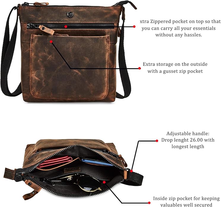 Real Leather Purse for Women Crossbody Bag Travel Shoulder Handbag Small Vintage Pocketbook | Real Leather, Travel, Shoulder, Small, Vintage