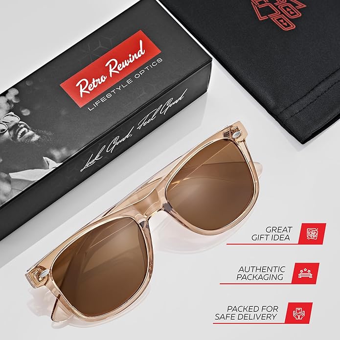 Retro Rewind Polarized Sunglasses for Men and Women - UV Protection Classic Sun Glasses