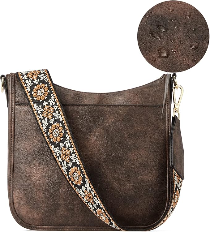 BOSTANTEN Crossbody Bags for Women Trendy Vegan Leather Hobo Purses Shoulder Handbags With Wide Shoulder Strap