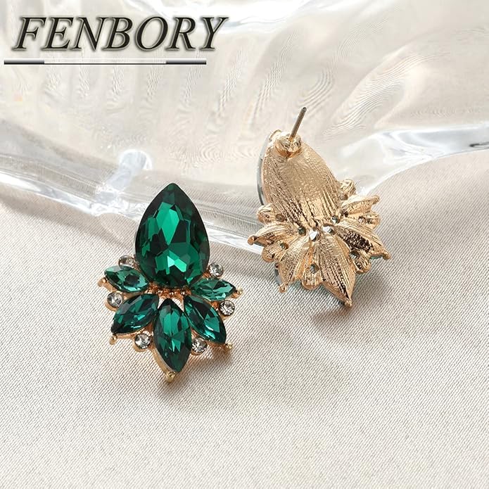 Vintage Rhinestone Earrings Fancy Crystal Cluster Drop Earrings Art Deco Earrings for Women