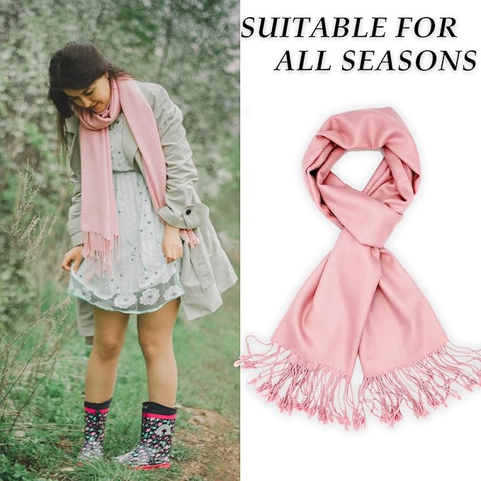 Achillea Soft Silky Pashmina Scarf for Women – Shawl Wrap for Evening Dresses, Bridesmaids, Weddings & Everyday Wear