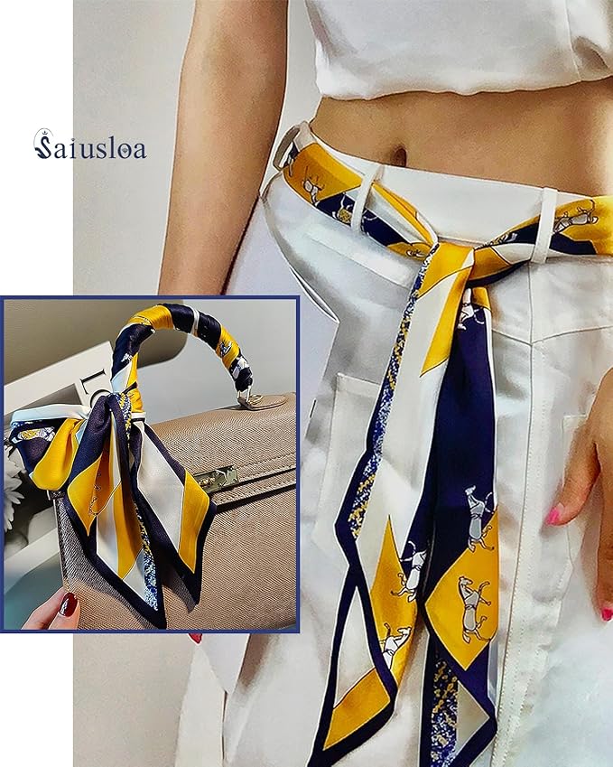 Purse Scarf For Handbags Head Scarves For Women's Hair Bags Scarfs Long Skinny Scarves Fashion Silky