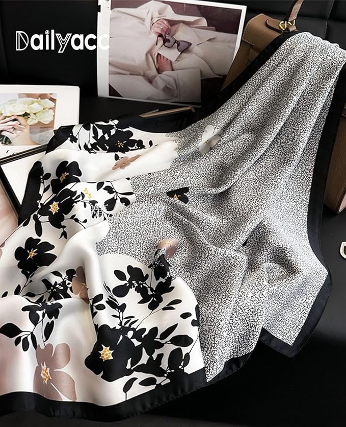 Dailyacc Hair Bandanas Scarf For Women Lightweight Fashion Neck Silk Satin Head Scarves For Sleeping Handbags Scarf
