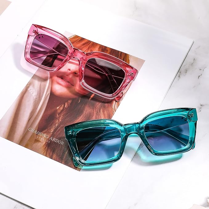 FEISEDY Classic Women Sunglasses Fashion Thick Square Sun Glasses Chunky Frame UV400 B2471
