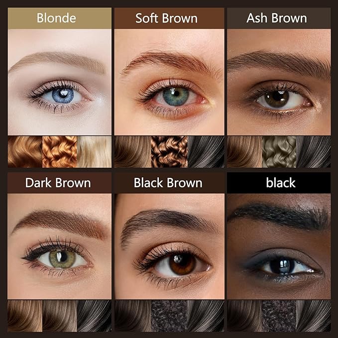 Waterproof Eyebrow Pencil with 4 Tip Microblading Pen and Dual-ended Brush, for Natural-Looking Brows, Long-Lasting, Chocolate