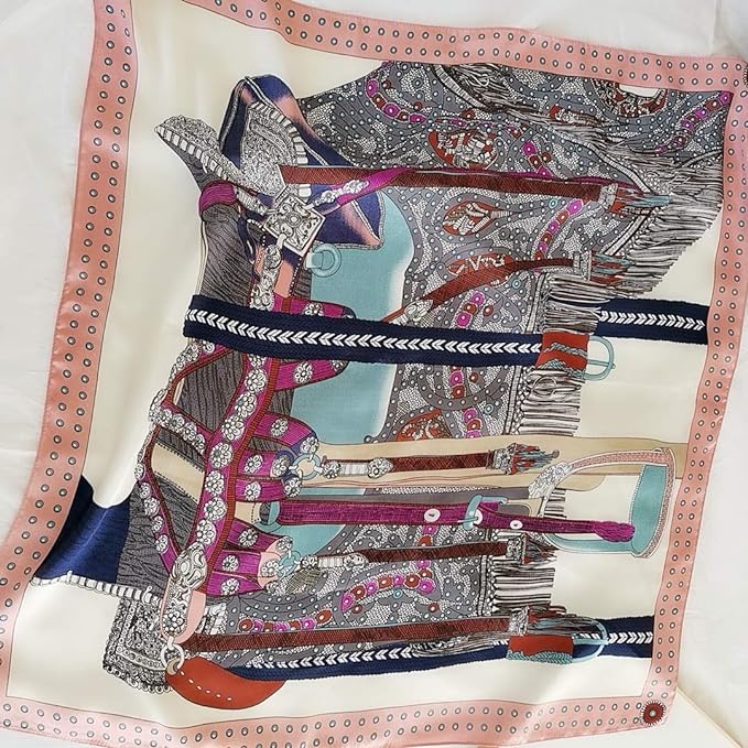 FONYVE Silk Feeling Scarf Medium Square Satin Head Scarf for Women 27.5 × 27.5 inches