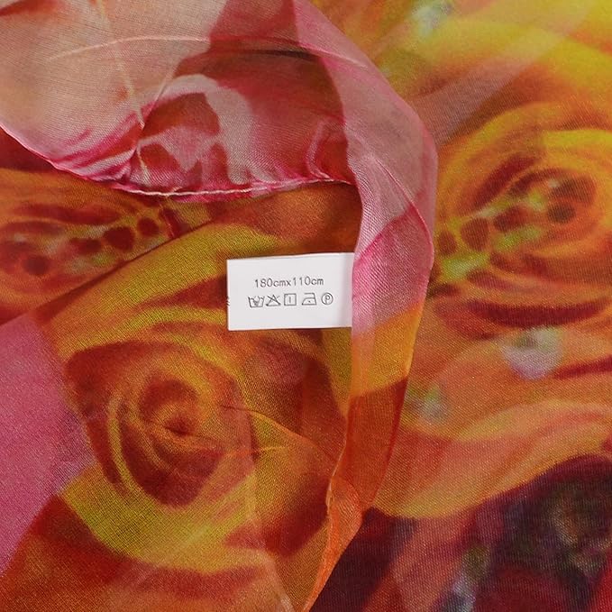 100% Mulberry Silk Women's Neck Silk Scarf-Lightweight Shawl,FLoral Print Beach Silk Wrap-Scarves for Photography
