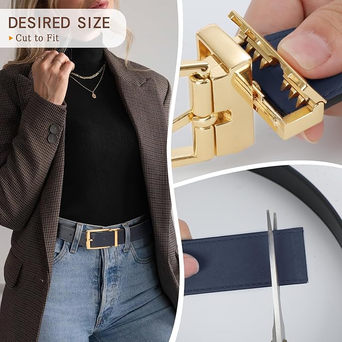 VONMELLI Reversible Belt for Women Leather Belts for Jeans Pants Fashion Ladies Dress Belt Trim to Fit