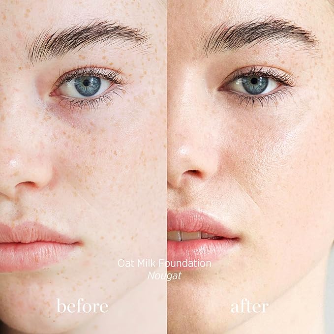 Ere Perez - Natural Oat Milk Liquid Foundation | Breathable, Buildable, Med-Full Coverage | Peach Extract, Vitamin E | Vegan, Cruelty-Free, Clean Beauty (Nougat | very fair neutral, 1 fl oz | 30 ml)
