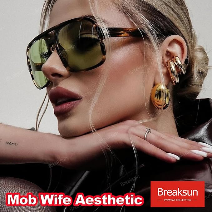Retro Aviator Sunglasses for Women Men Trendy Classic 70s Square Aviator Sun Glasses Vintage Shades