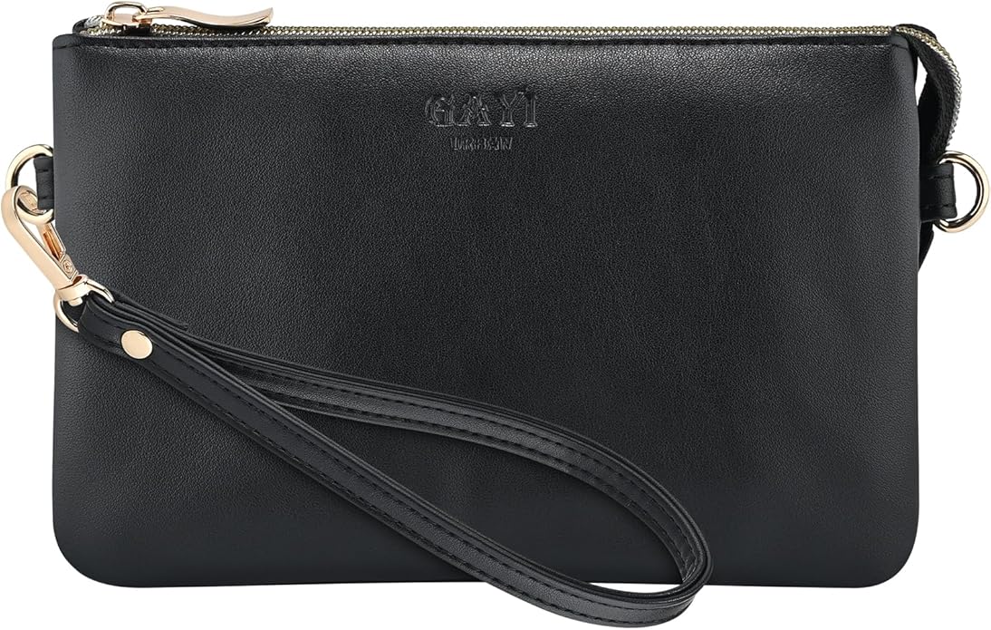 Wristlet Purses for Women, Vegan Leather Crossbody Evening Zip Clutch Bag with Strap | Vegan Leather, Evening, Zip, with Strap