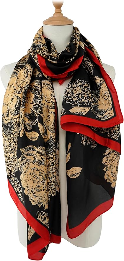 YOUR SMILE Large Mulberry Silk Feeling Long Stain Scarf Lightweight Sunscreen Shawls Wraps for Women