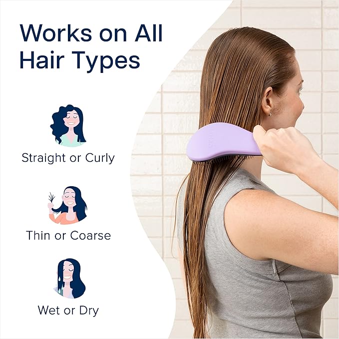 Crave Naturals Glide Thru Detangling Brush, Detangler Brush for Curly, Straight, Wet and Dry Hair Comb for Adults and Kids, Hair Accessories for Women, Turquoise and Purple