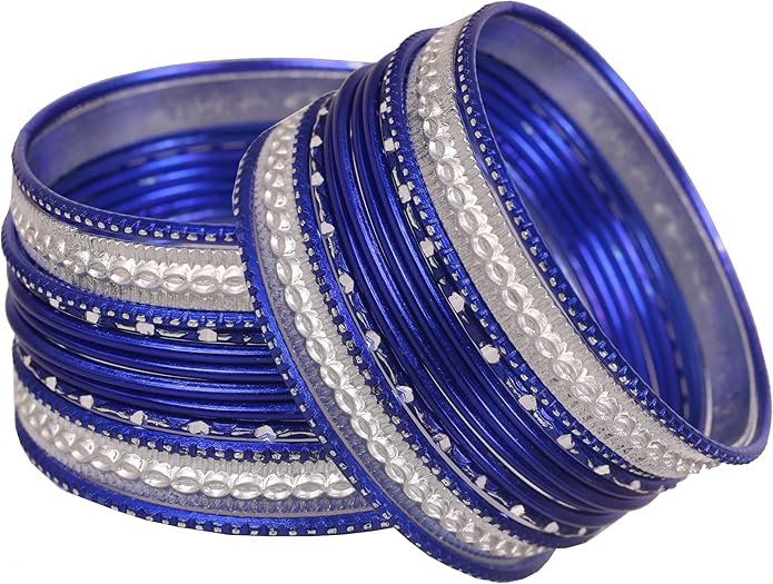 Touchstone Indian Metal Bangles for Women Gold Alloy Bracelets desi 2 Dozen Bangle Collection Bollywood Women's Jewelry Set Multi Stacking Wide Chunky Textured Golden Set of 24 in Gold or White Tone