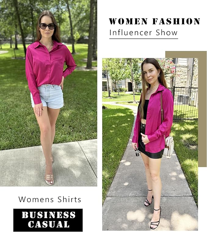 Zeagoo Satin Blouses for Women Silk Button Down Shirts Long Sleeve Business Casual Tops