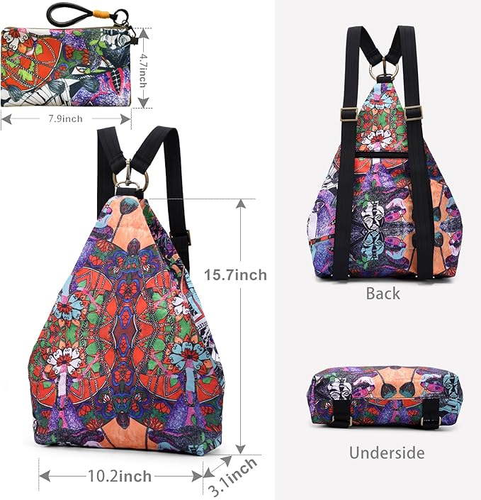 Black Butterfly Premium Backpack for Women, Bohemia Style Fashion Casual Daypack Backpack, Small Backpack Purse (20-multicolor plus)