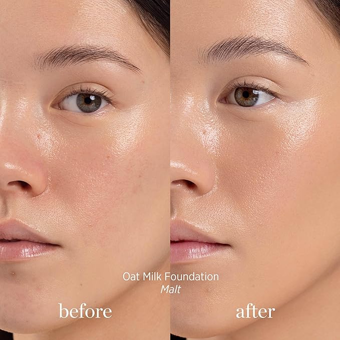 Ere Perez - Natural Oat Milk Liquid Foundation | Breathable, Buildable, Med-Full Coverage | Peach Extract, Vitamin E | Vegan, Cruelty-Free, Clean Beauty (Malt | light neutral, 1fl oz | 30mL)