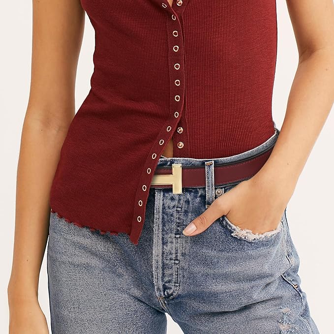 Relang Women's Belts with Gold Buckle, Fashion Waist Band, Elegant Ladies' Belt, Gift for Women